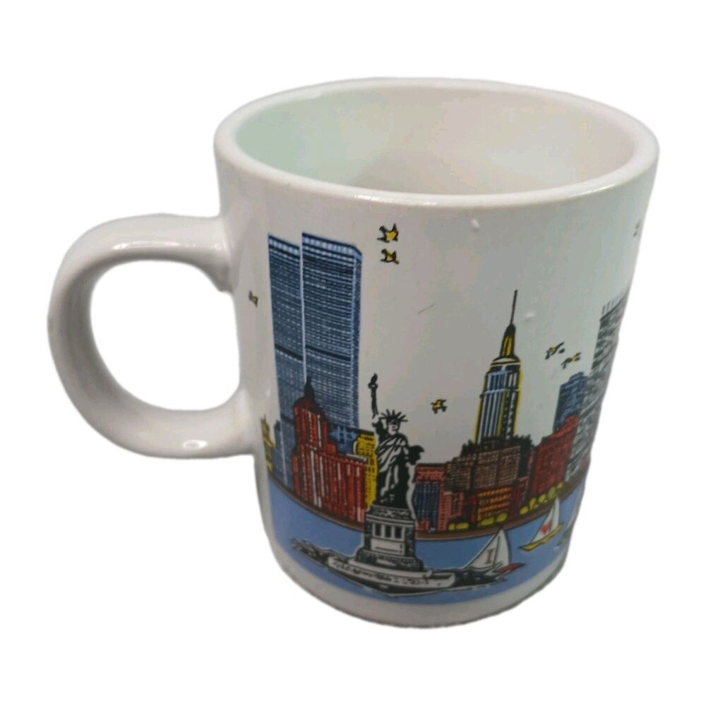 Vintage Mary Ellis New York City Coffee Mug Tea Cup Twin Towers I HEART New York